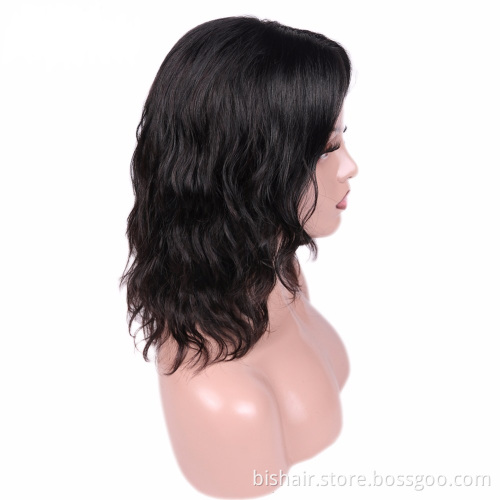 BIS Short Lace Part Wigs For Women Human Hair Wig Natural Wave Brazilian Remy Natural Black/99j/30 Pre Plucked Bleached Knots